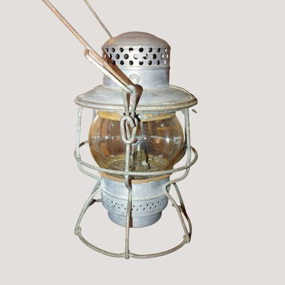 Adlake Kero Rail 257 Road Lantern Vintage USA Canada Clear Globe Metal Frame - Picture 8 of 16